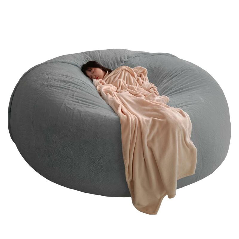 Dropshipping macio e confortável saco de feijão de pele gigante capa sala estar decoração resto móveis redonda sofá cama capa sac