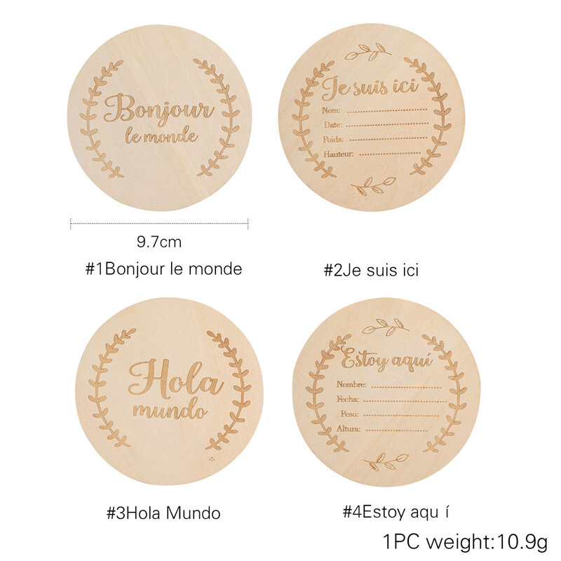 Bopoobo детские деревянные Испанский Французский веха карты выгравированы деревянный Привет мир веха новорожденных детей реквизит для фотографии игрушки