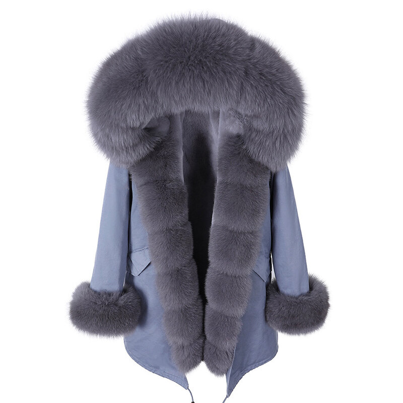 Maomaokong 2021 inverno feminino casaco preto casaco grosso parkas natural real raposa casaco de pesca jaqueta feminina calor para superar