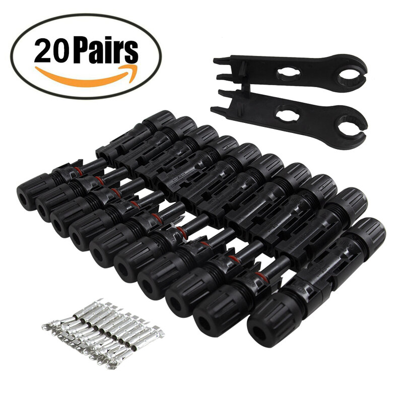 PowMr 20 Pairs 1500V Solar Panel Connector Male and Female + 1pair Spanner Fit For Solar Cable Cross Sections 2.5mm2~6.0mm2 IP67