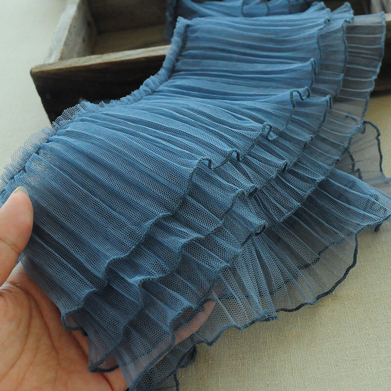 Three-layer Pleated Ruffled Edge Tulle Lace Fabric DIY Clothes Cuff Skirt Hem Trim Fast Stitching Accessories Textile Material