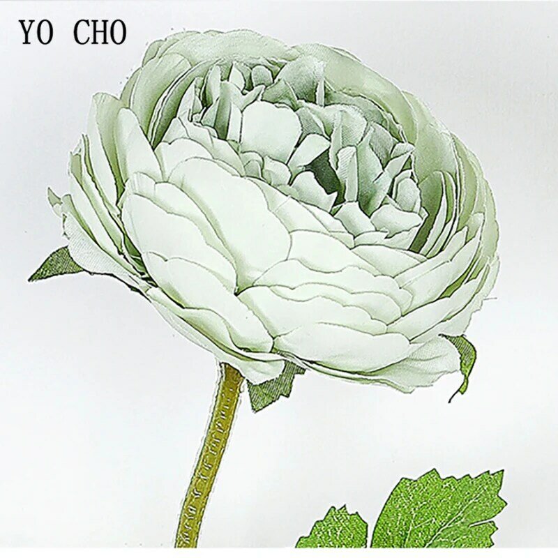 YO CHO-ramo de flores artificiales de seda, rosa, loto, decoración de boda, hogar, bricolaje, ramo de novia, fiesta de graduación, flores de simulación