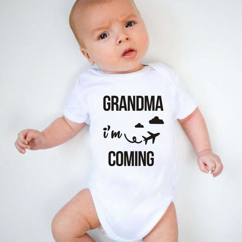 Nonna I Am Coming Newborn Baby Boy Girl body manica corta lettera pagliaccetto completi abiti per bambini abiti in cotone bianco