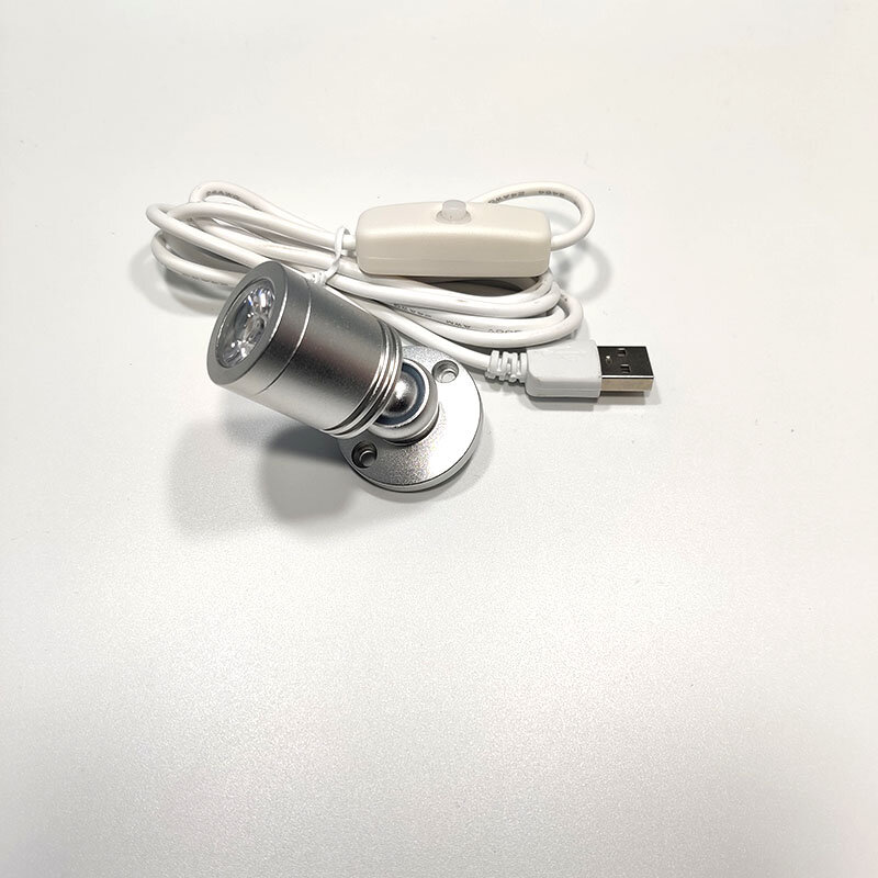 Светодиодный точечный светильник с питанием от USB, вращающийся угловой мини-светильник для шкафа, витрины, ювелирных изделий, 5 В, 1 Вт, 3 Вт