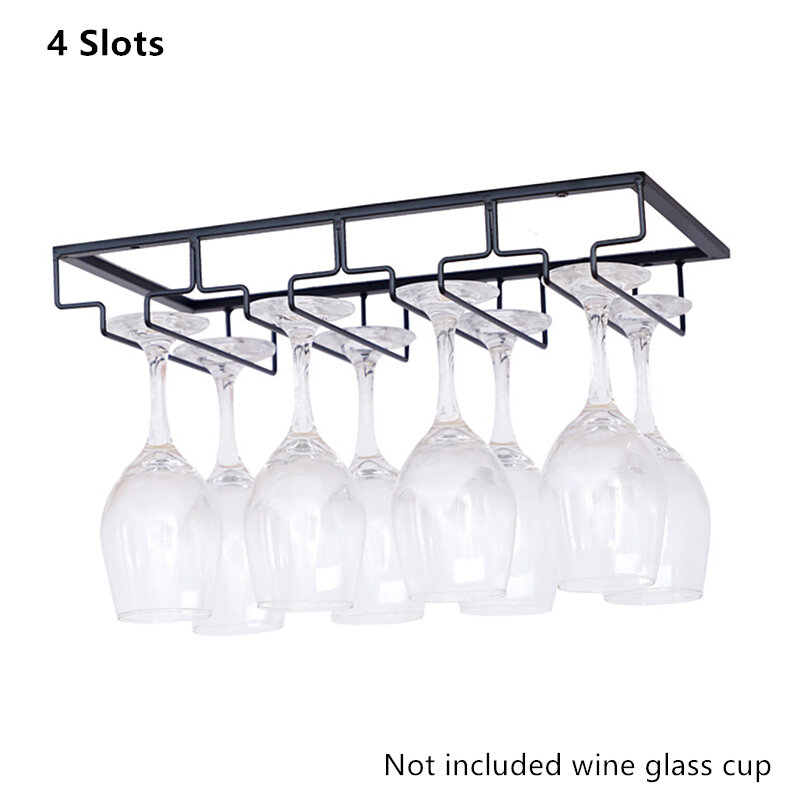 1 Piece Of Wall-Mounted Kitchen Tall Wine Glass Holder, Bar Counter, Household Cabinet, Hanging Cup Storage And Drain Rack