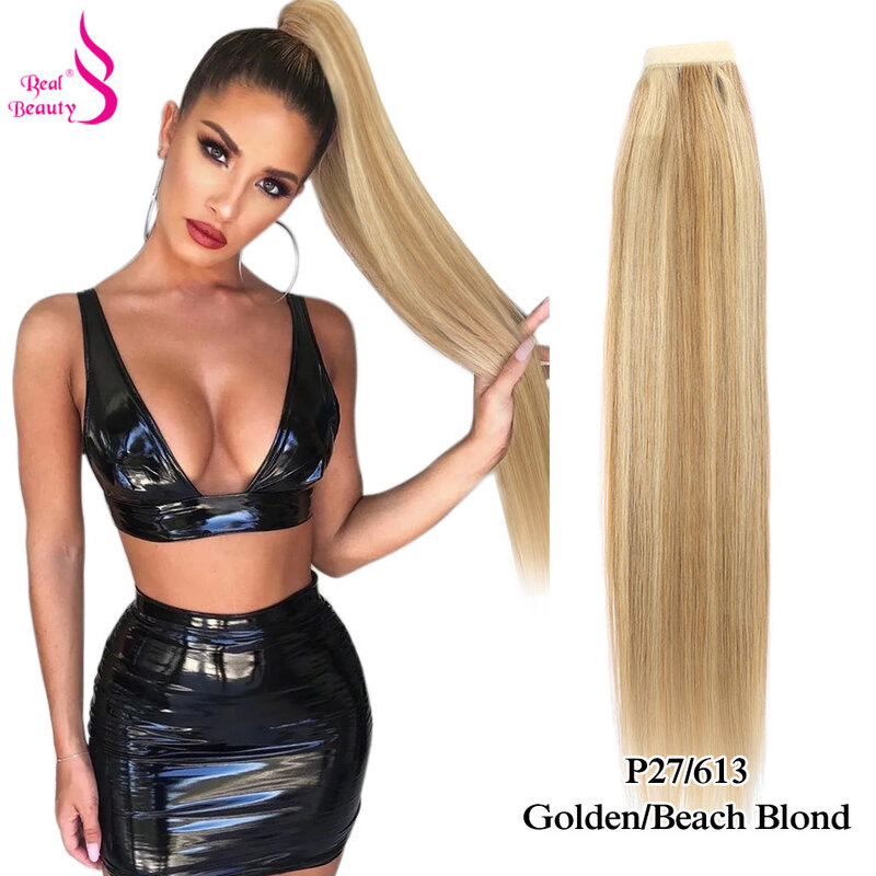 Real Beauty Ponytail Human Hair Wrap Around Horsetail Straight Brazilian100% Remy Human Hair Ponytail Extensions 60/100/120/150g