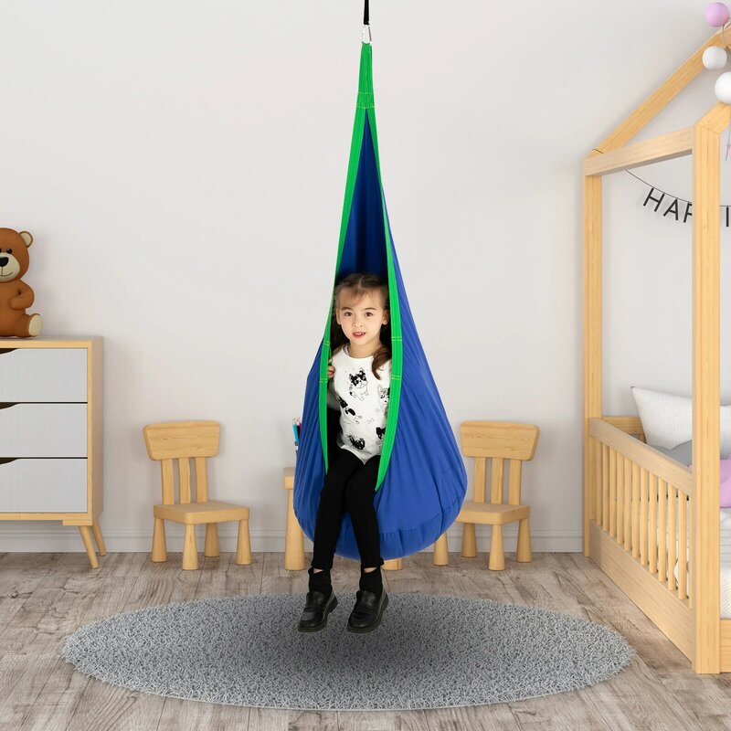 Siège de balançoire pour enfants, hamac Portable 100% coton, décor de maison, gain de place, utilisation intérieure et extérieure avec coussin gonflable en PVC