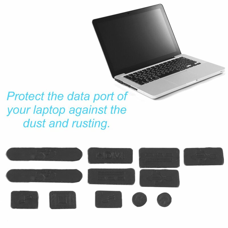 Silicone Anti-Poeira Plug Cover Set, Rolha Profissional, Laptop, Dustproof, USB, adequado para MacBook, 12pcs por conjunto