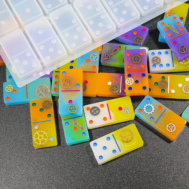 Domino stampo in resina epossidica domino scatola di immagazzinaggio stampo in Silicone artigianato fai-da-te portaoggetti per gioielli strumento di fusione
