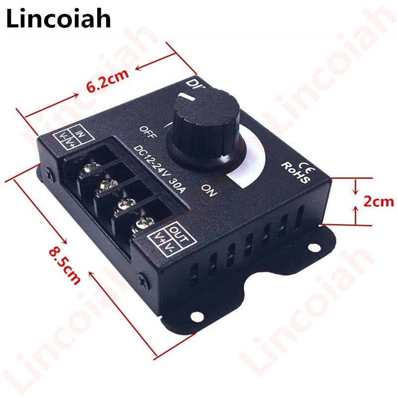 Dc 12v-24v led dimmer switch 30a 360w regulador de tensão controlador ajustável para 5050 led tira luz lâmpada led dimmers