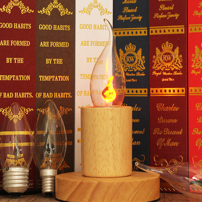 Led Kaars Lamp Flicker Flame E14 E27 Edison Emulatie Fire Verlichting Vintage 3W AC220V Staart Retro Decor Energie spaarlamp