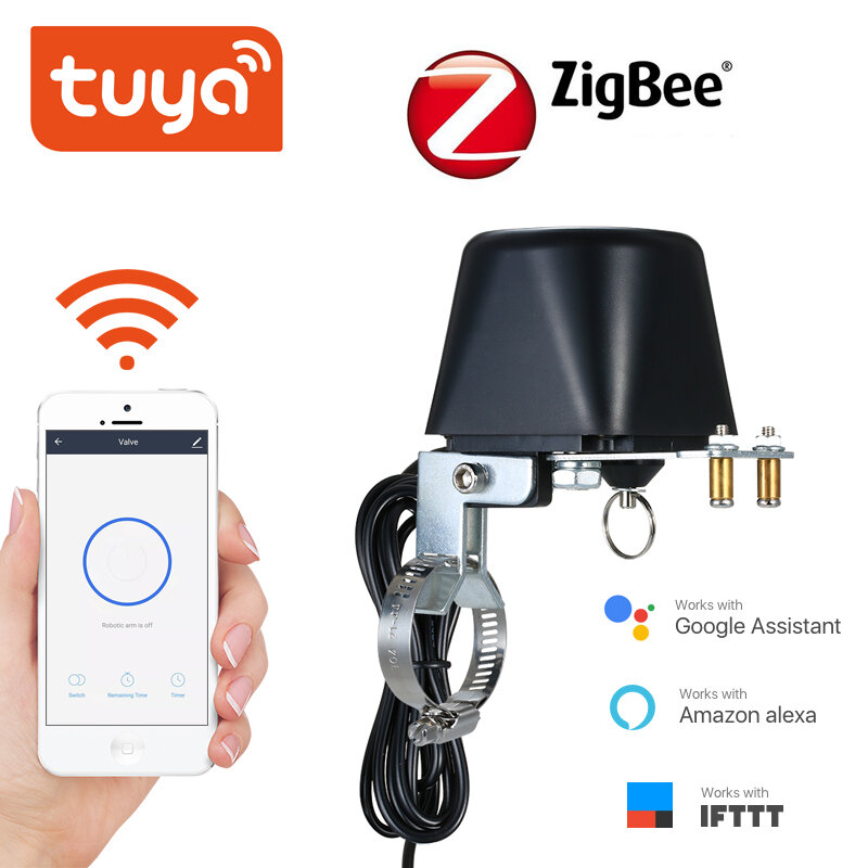 Умный беспроводной контроллер для газа и воды Tuya ZigBee, автоматический контрольный клапан для умного дома, работа с Alexa,Google Assistant