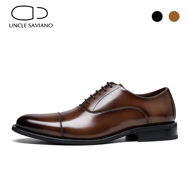 Uncle Saviano-zapatos de negocios Oxford para hombre, calzado Formal de piel auténtica, diseño Original, color negro, para oficina