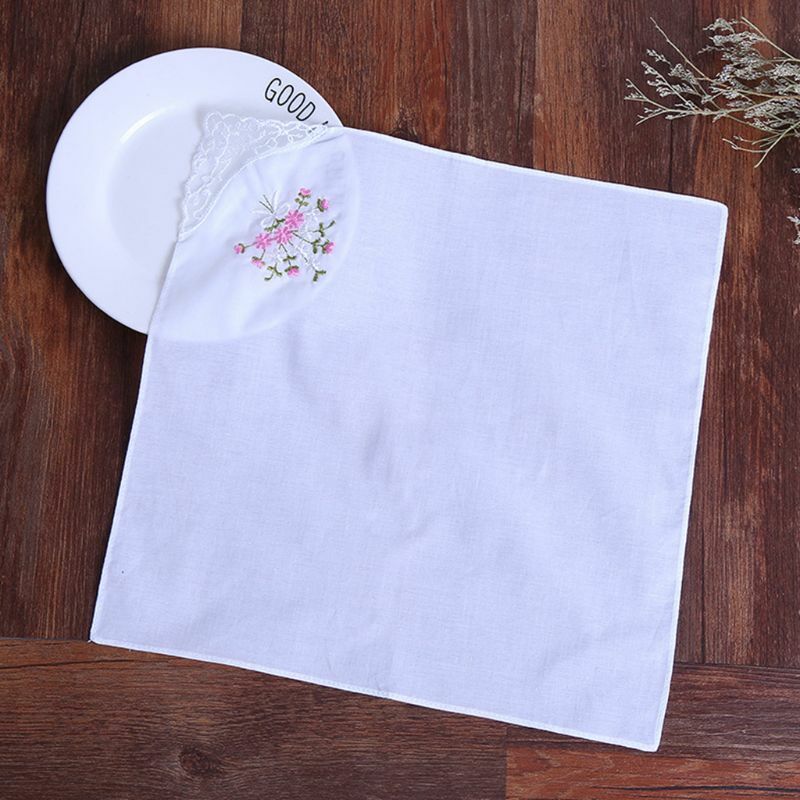 女性の花の刺embroidered綿の手帳、バタフライレースポケットハキー、5個