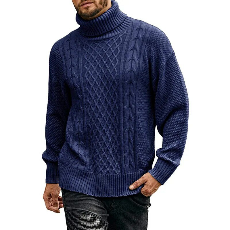 Suéteres finos de cuello alto para hombre, suéteres en forma de rollo, informales, sólidos, cálidos, de moda, Otoño e Invierno