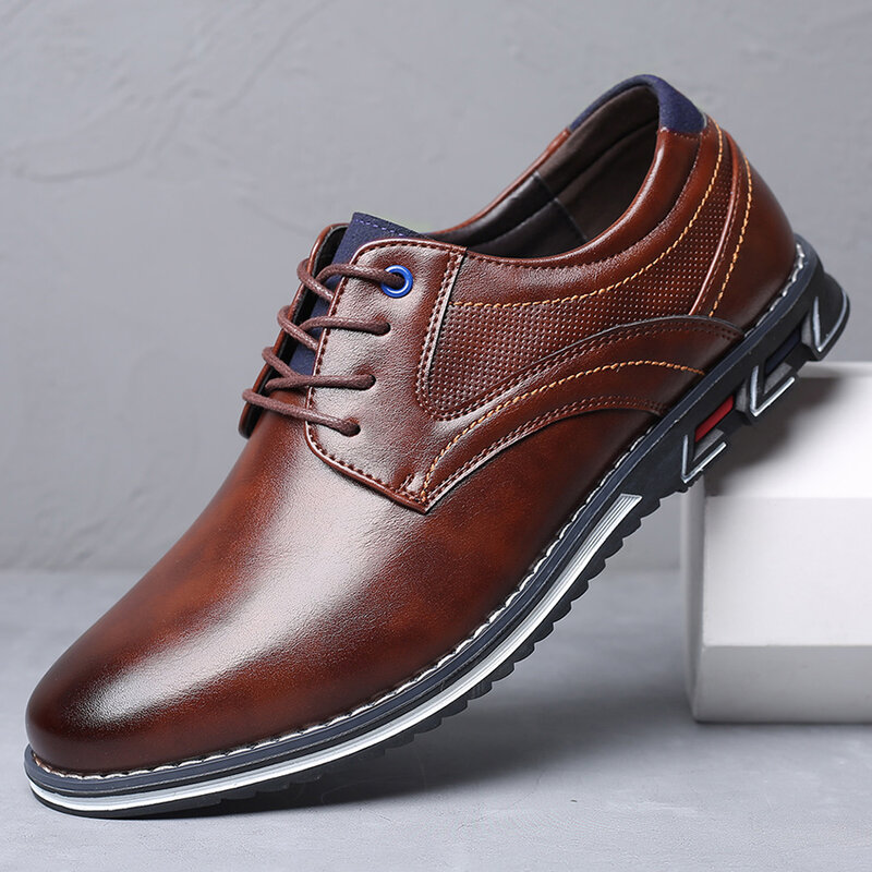 Zapatos informales transpirables para hombre, calzado de marca de negocios, a la moda, de talla grande, color negro y marrón