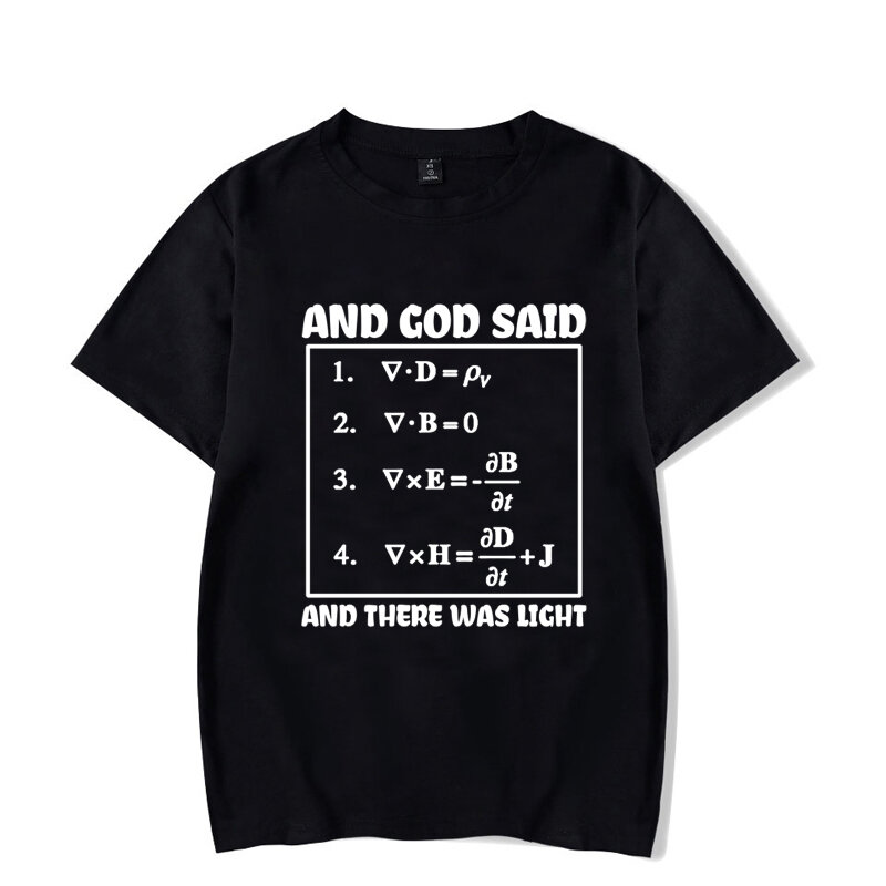 Y Dios dijo: cartas de verano de los hombres T camisa moda personalidad luminosa impresión T camisa Mens Casual Hip Hop ecuación de matemáticas camisetas Tops