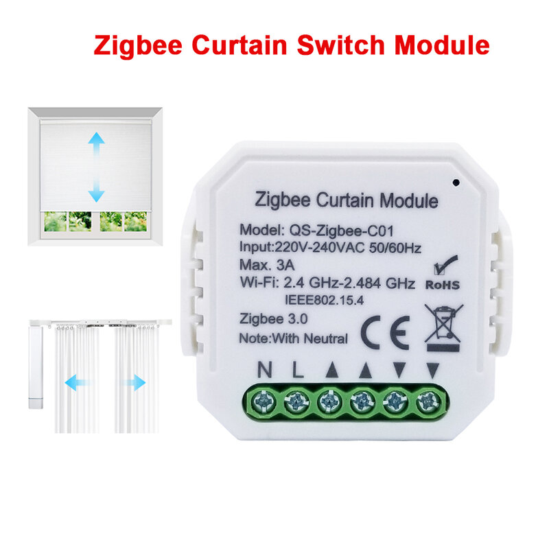 Lonsonho Tuya Smart Zigbee Curtain Switch Module For Blind Motor Smart Home Life Support Zigbee2MQTT Alexa Google Home Assistant
