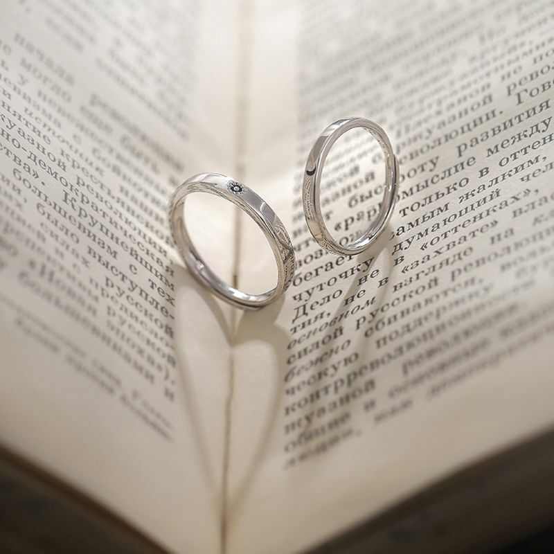 Conjunto de anéis de casal de sol e lua, 2 peças, promessas, casamentos, para ele e ela, mulheres, homens, joias unissex, presente de anel