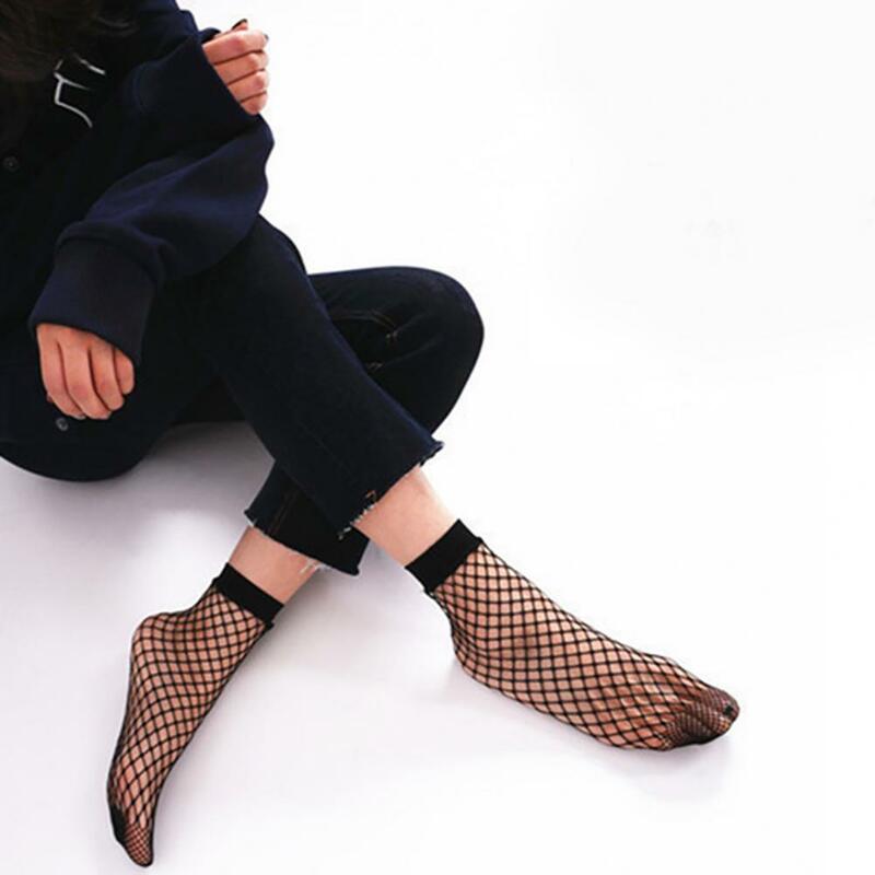 1 par de meias de verão feminino meias de dança net oco antiderrapante esportes elastic socks socks socks elastic elástico feminino tornozelo fishnet meias preto