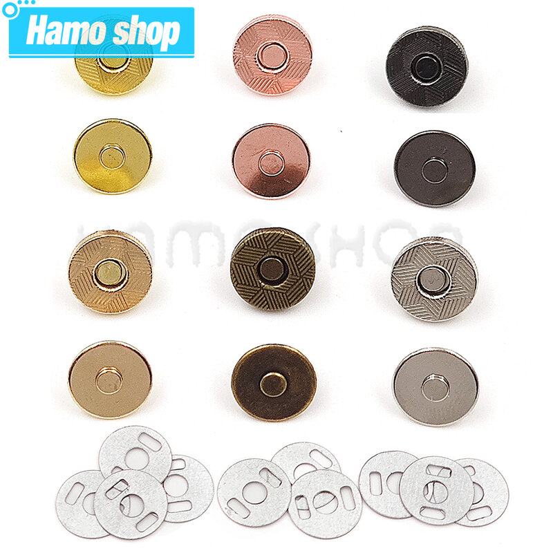 Botões de metal magnético para sacos, adsorção automática, snaps finos, botões de carteira DIY, 10mm-18mm, 10 conjuntos por lote