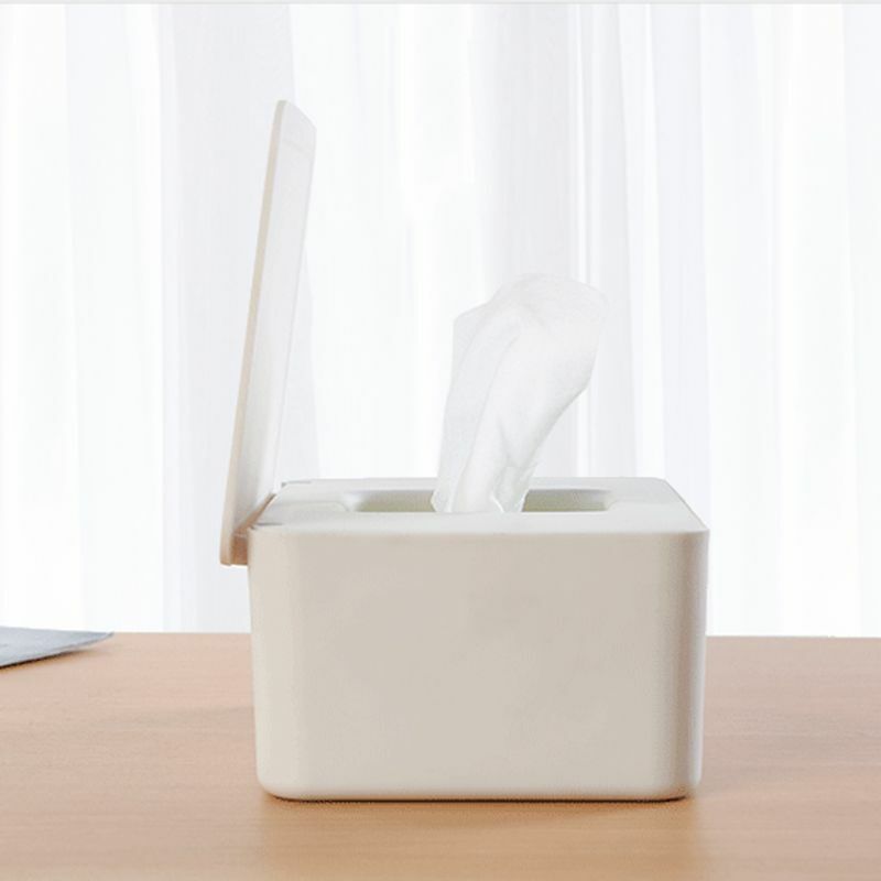 Dispensador de toallitas húmedas de PP duradero, caja de almacenamiento de pañuelos con tapa para tiendas domésticas