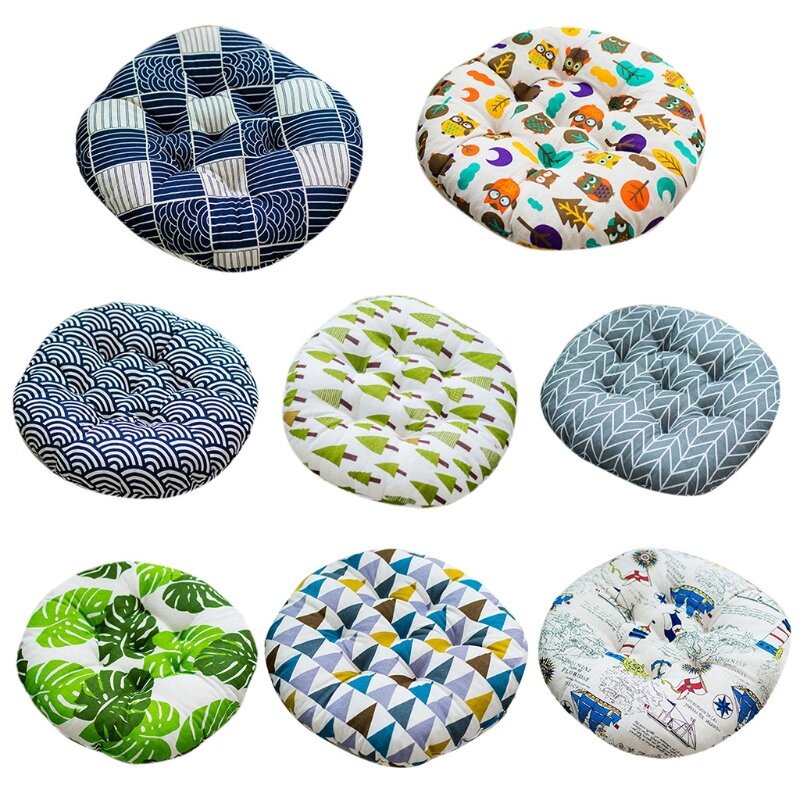 2024 New 40cm Boho Style Round Sofa Chairs Floor Pillow Leaves Geometric Patterns Thick Filled Tatami Stool for Seat Cushion Pad