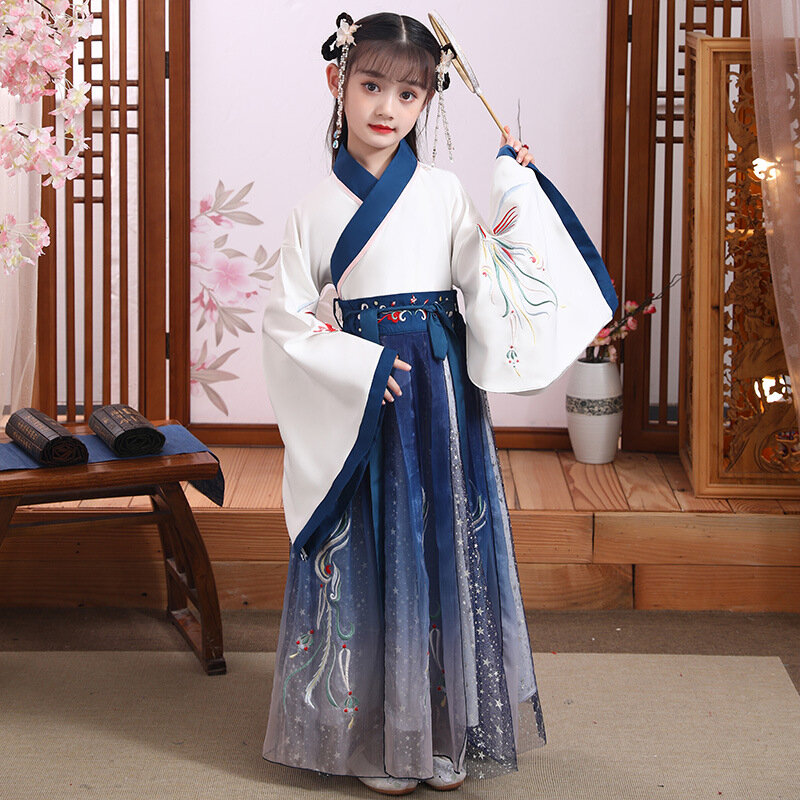 Traje Tang, vestido de fotografía Hanfu, ropa tradicional china antigua, vestido de actuación de baile de escenario para niñas, vestido Cheongsam para niños