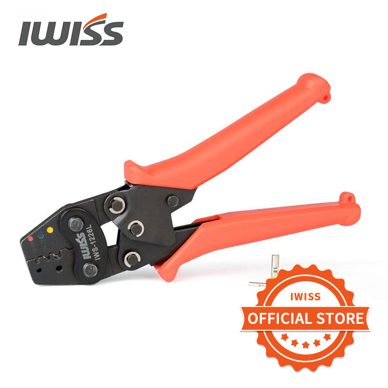 IWISS IWS-1226L 미니 압착 도구, 로우 프로파일 환경 스플라이스, AWG 26-12 압착 플라이어, M81824/1-XX