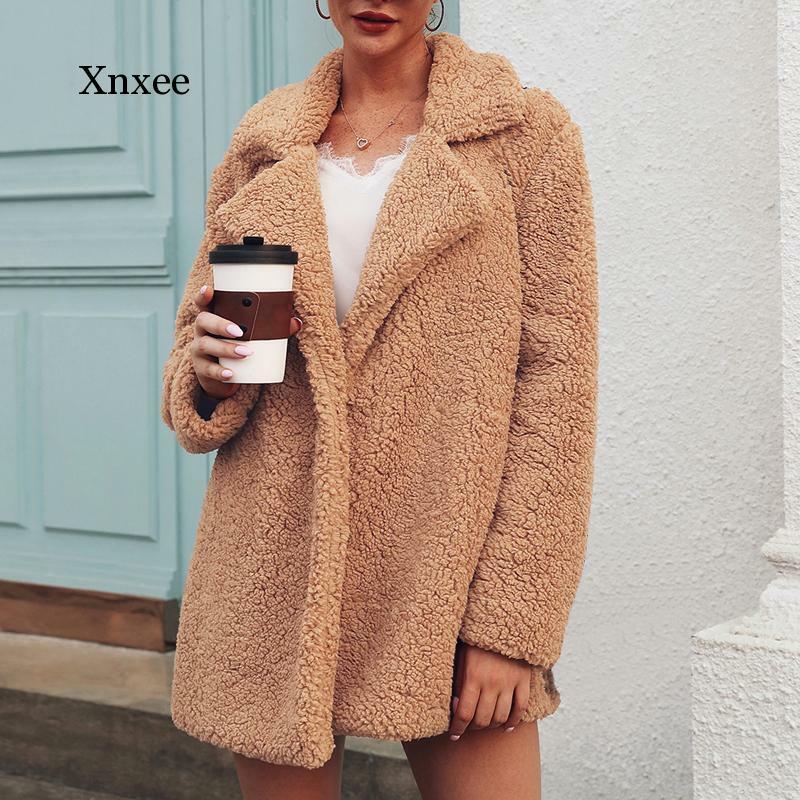 女性のフェイクファーフリーススウェットシャツ,ニットカーディガン,女性のコート,ぬいぐるみジャケット,2019