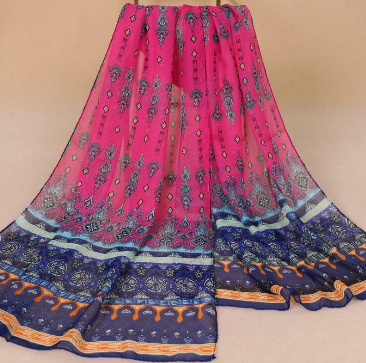 Новый шифоновый индийский женский хиджаб, тонкий шарф, Регулируемый мягкий хиджаб, этнический шарф для женщин 160x50 см