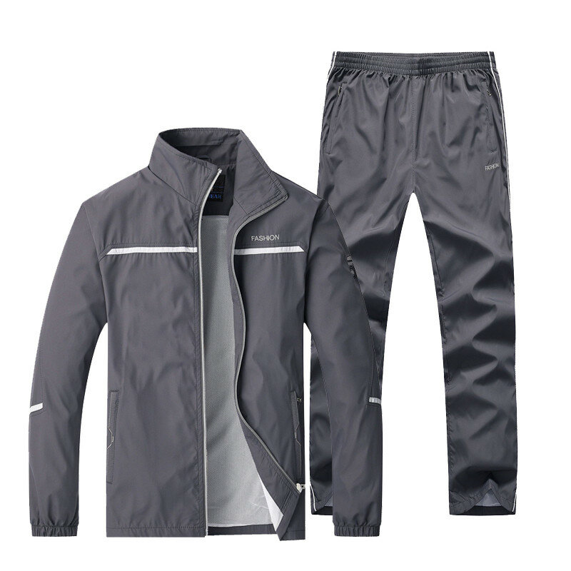 Conjunto de ropa deportiva para hombre, chándal masculino de 2 piezas con chaqueta y pantalones, a la moda, para primavera y otoño, talla asiática L-4XL