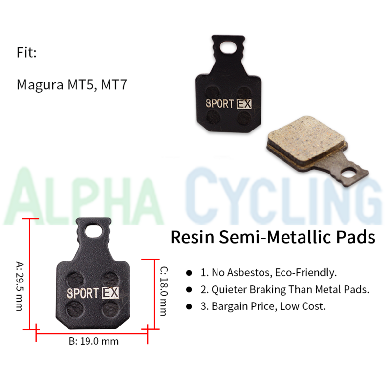 Bicycle Disc Brake Pads for Magura MT5 MT7 Caliper, 4 Pairs, Sport EX Resin