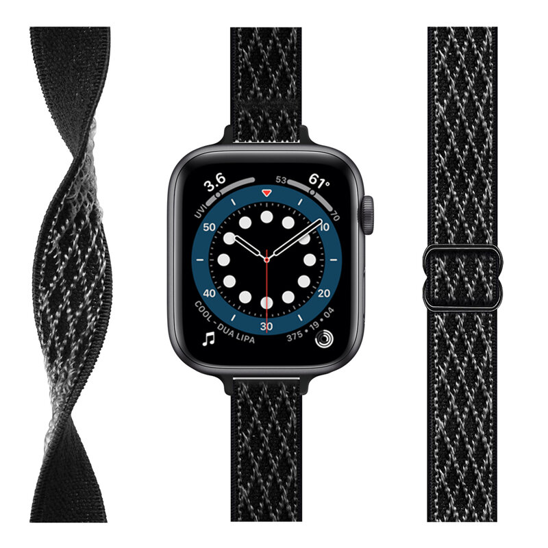 Ремешок нейлоновый для Apple Watch Band, Регулируемый тонкий браслет для iwatch 7 6 SE 5 4 3 2, 45 мм 41 мм 44 мм 42 мм 38 мм 40 мм