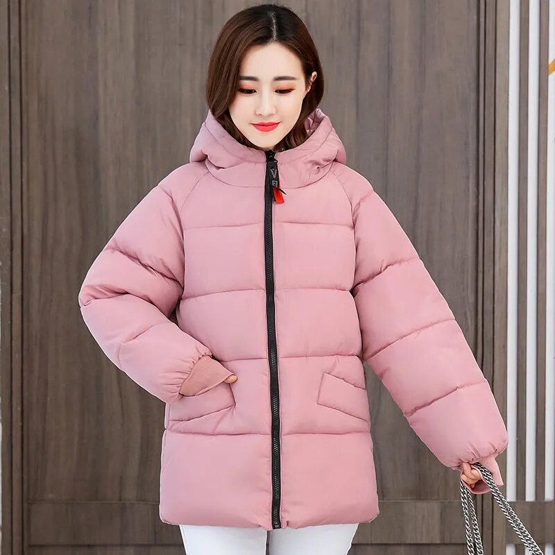 2022 nowy rozmiar specjalny 8XL kurtka kobieta zimowe, bawełniane, długie kurtki kobieta moda luźna ciepła kurtka z kapturem kurtka z kapturem beżowy