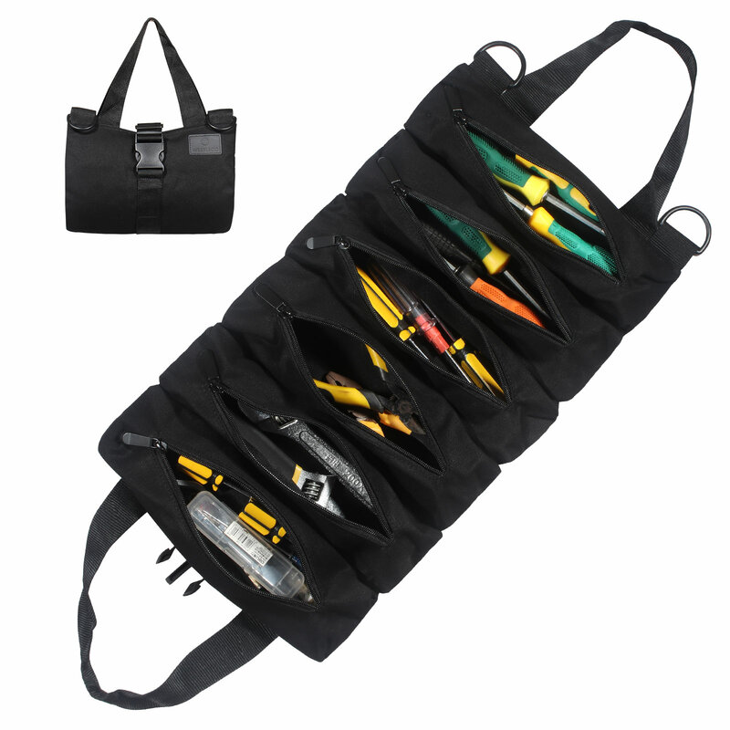 WESSLECO Многофункциональный складной холщовый чехол органайзер для хранения Портативная сумка для инструментов электрика с ручкой