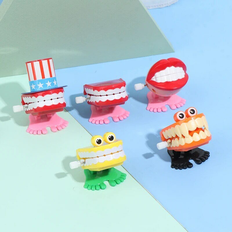 아기용 미니 재미있는 귀여운 걷는 이빨 모양 시계 장난감, 플라스틱 와인드 업 장난감, 크리스마스 선물