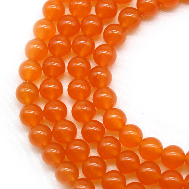Batu Alam AAA Kalsedon Oranye Manik-manik Jades Longgar Manik-manik Spacer untuk Membuat Perhiasan DIY Gelang Modis 15 "Untai 6/8/10/12Mm
