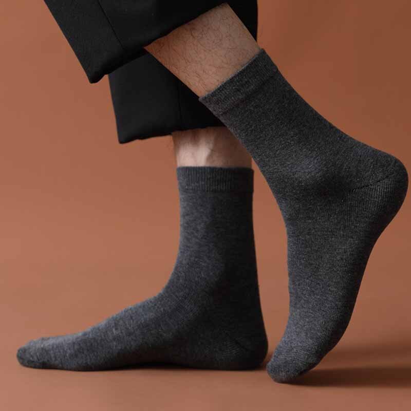 Sokken-calcetines largos de algodón para hombre, calcetín informal de negocios de alta calidad, color blanco y negro, talla grande 42-48