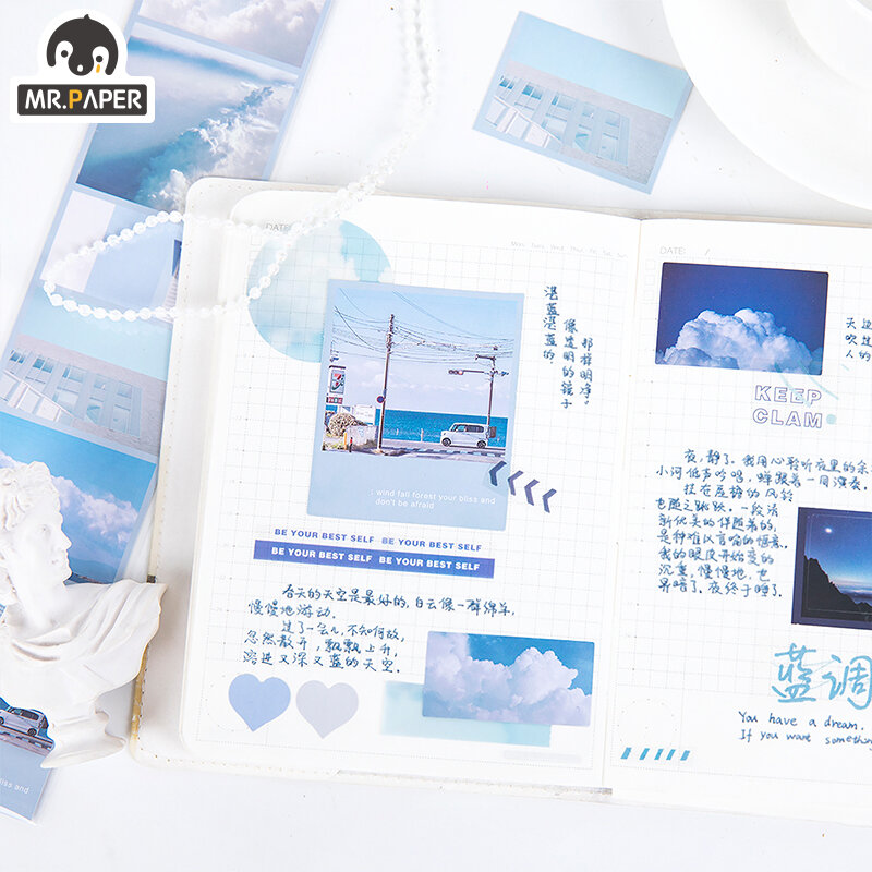 Mr.Paper 8 Designs Aesthetic Fantasy Sky Holiday Time Memory Deco Sticker Foggy PET Material Masking Tapes