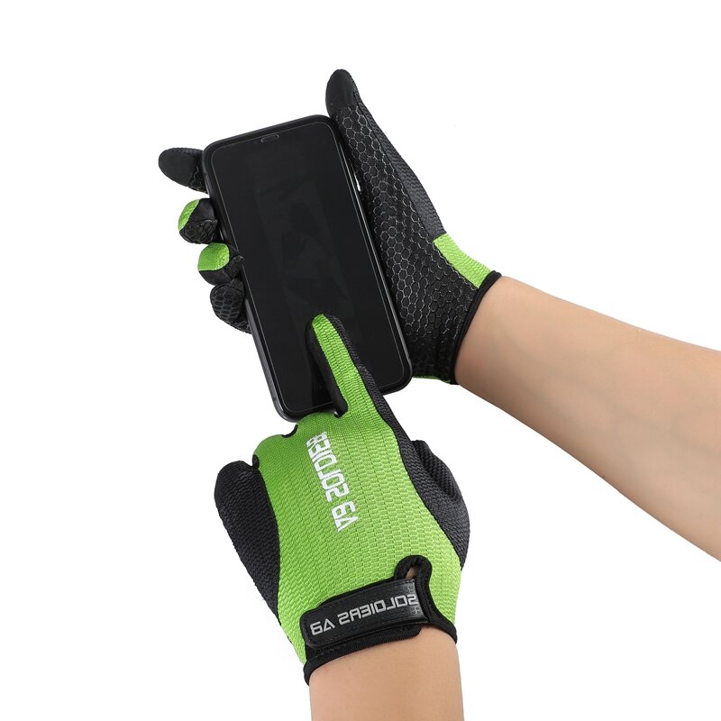 Cynewz-guantes de ciclismo antideslizantes para hombre y mujer, con dedos completos, pantalla táctil, protección solar para deportes al aire libre, tela de malla