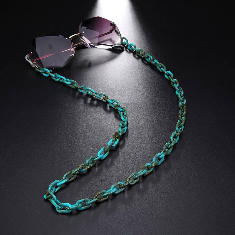 Teamer Cadena para gafas de sol acrílicas para mujer, cadena con tiras de cordón, soporte para lentes elegantes, cadena para cuello