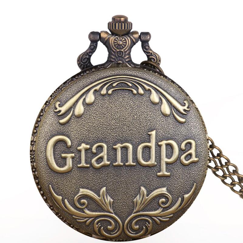 New Antique Retro Grandpa Design Quartz Pocket Watch Bronze Colar Cadeia Top Unique Art Collectibles Presentes para o vovô