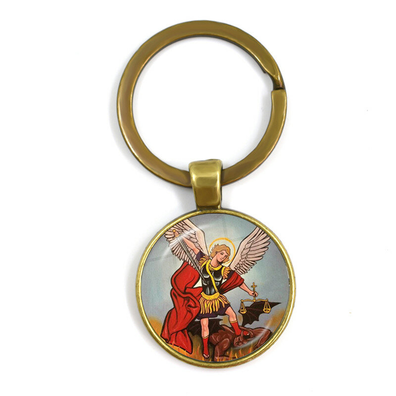 ใหม่ผู้ชายพวงกุญแจArchangel St.Michael Protect Me Saint Shield CharmรัสเซียOrhodox Keyringsเครื่องประดับสำหรับHolyของขวัญ