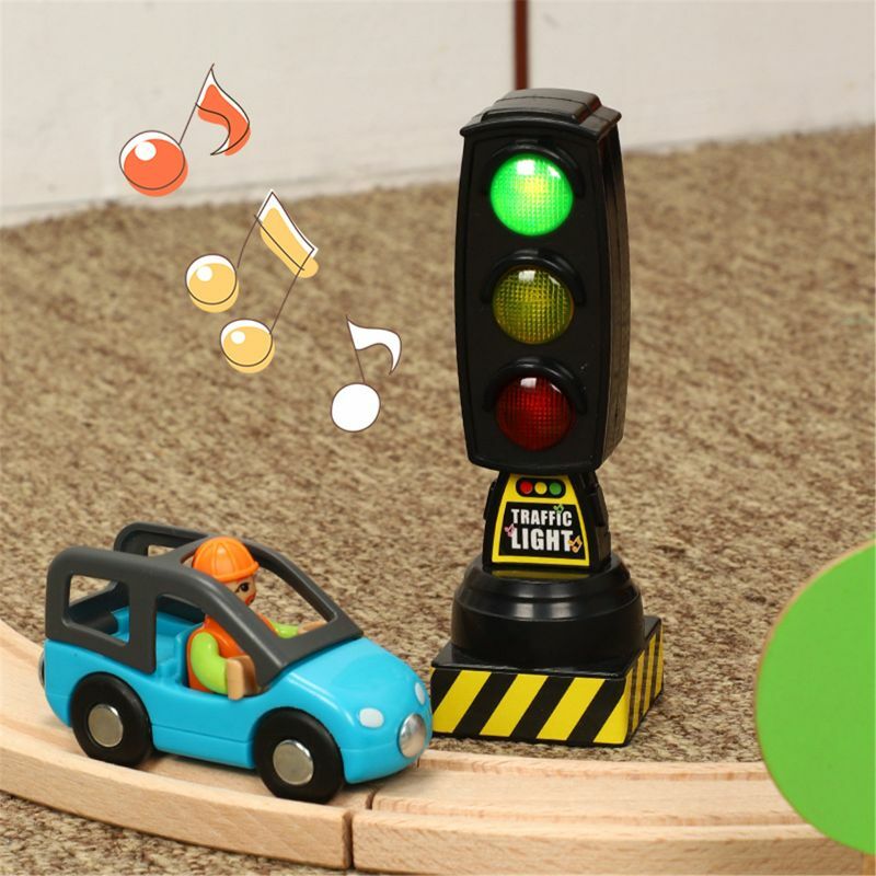 Señal de tráfico Singing Traffic Light Toy, modelo de señal de carretera, adecuado para tren Brio K1MA