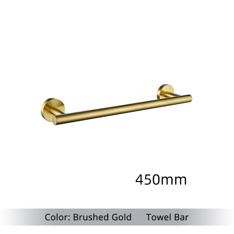 Ścienny ręcznik Bar szczotkowane złoto ze stali nierdzewnej okrągły uchwyt na papier toaletowy Robe haki na ręczniki łazienka zestaw akcesoriów