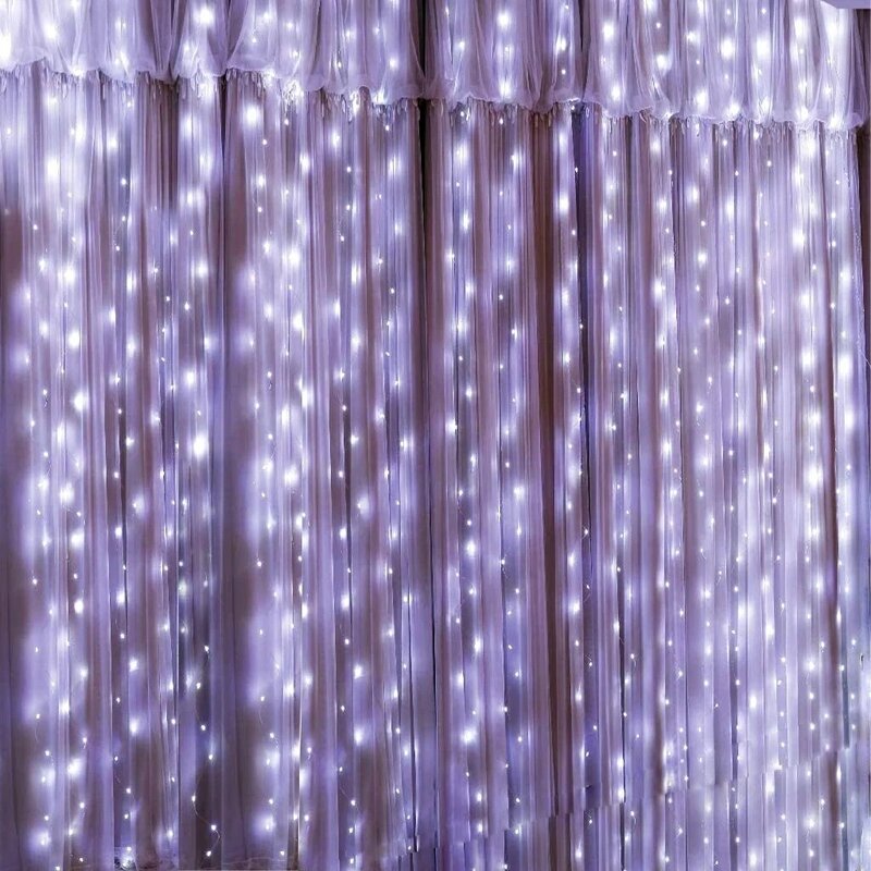 Guirlanda cortina para o quarto de ano novo luzes de natal casamento decoração cortinas casa festão led luz decoração luzes de fadas