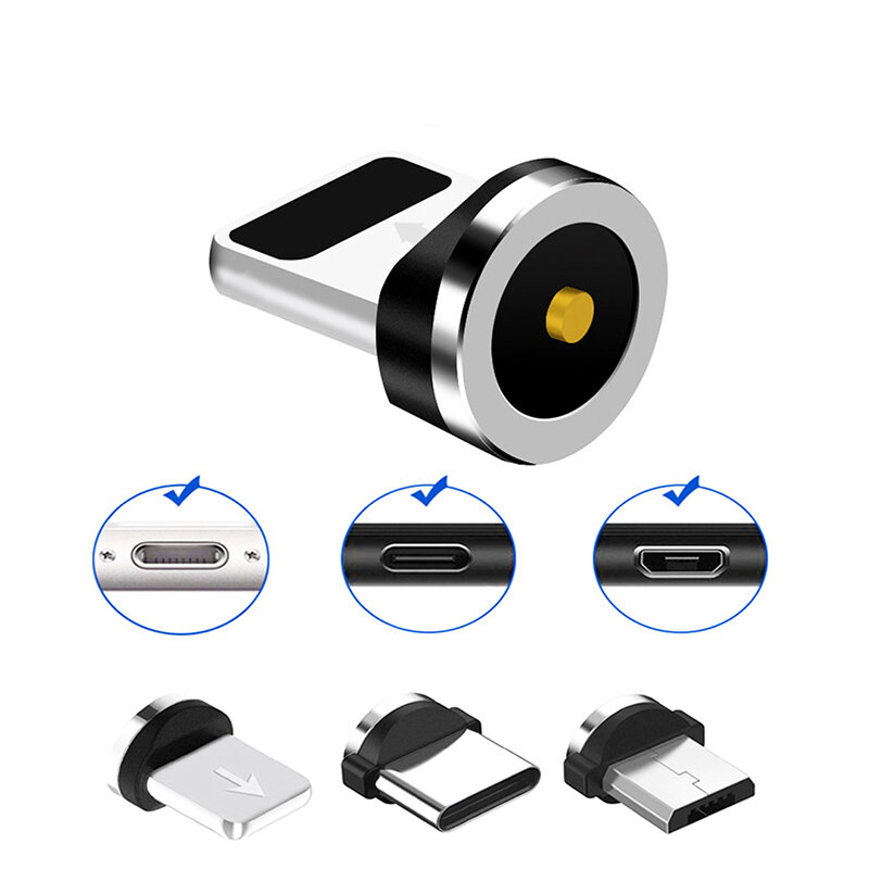 Câble magnétique universel Micro USB Type C, prise USB C 8 broches, charge rapide, chargeur magnétique, fiches