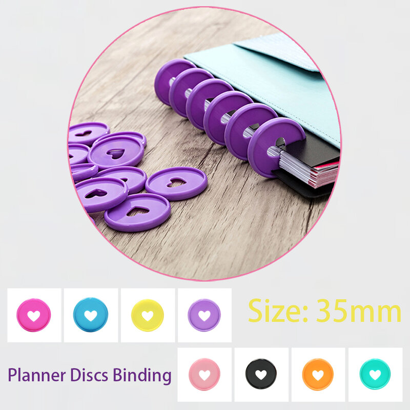 11pcs 35mm Colorful Mushroom Hole Binder Rings Notebook Discs Binder Planner Binding Buckle 360 Degree Foldable Office Supplies