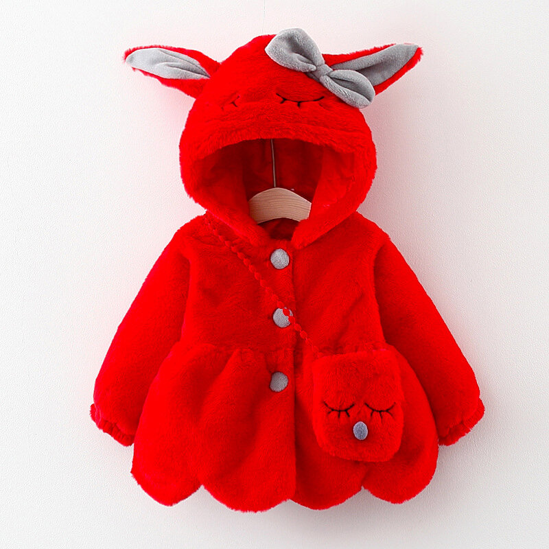 Куртка Детская плюшевая с кроличьими ушками, Осень-Зима Милые для девочек принцесс